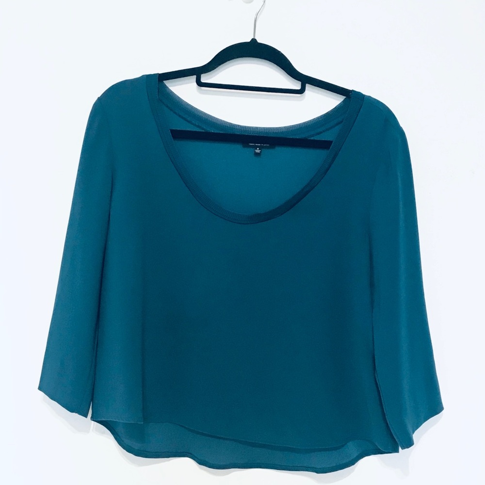 Aritzia Teal Scoop Neck Blouse